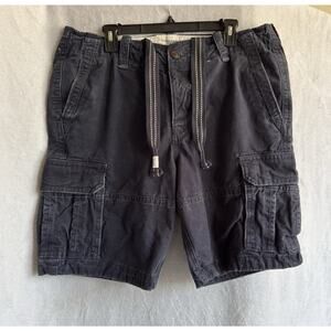 Abercrombie & Fitch Mens Cargo Shorts sz 36 Navy Blue Cotton Utility Casual Y2K